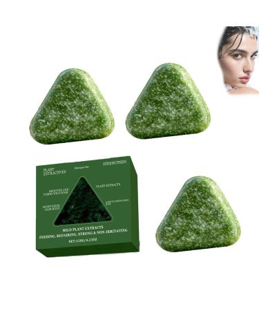 ZLHHRZJX Nature Triangle Shampoo Bar: Strengthens and smoothes hair. Natural vegetable soap. Firm shampoo and conditioner for all hair types. Suitable for men and women. (3 pieces)