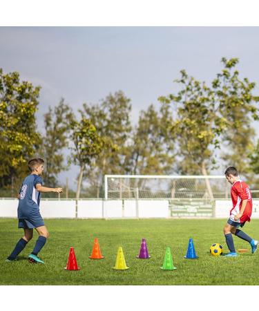 Suwimut 24 Pack 9 Inch Plastic Agility Cones for Training & Sports - Indoor/Outdoor Soccer, Basketball, Traffic Drills - Assorted Colors - Buy Online on GoSupps.com