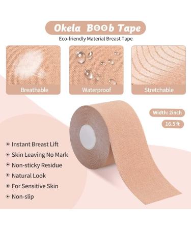 Boob Tape and Petal Nipple Cover Set | Breathable Breast Lift Athletic Tape | Reusable Adhesive Bra for A-E Cup | Large Breast Support - Buy Online on GoSupps.com