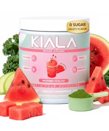 Kiala Nutrition Super Greens Organic Greens Powder with Spirulina & Chlorella for Digestion Gut Health Immunity Adaptogens Energy Gluten Free Vegan Sugar Free Watermelon Slush 30 Servings