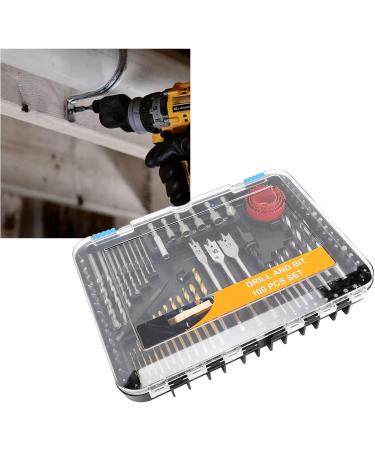 100 Piece Drill Bit Set - Multifunctional Twist Screwdriver Bits Cup Saw Hole Opener Holder Kit with Storage Box for Home Woodworking Use - Buy Online on GoSupps.com