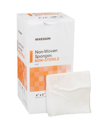McKesson Non-Woven Sponges, Non-Sterile, 4-Ply, Polyester/Rayon, 4 in x 4 in, 200 Per Pack, 1 Pack 200 Count (Pack of 1)