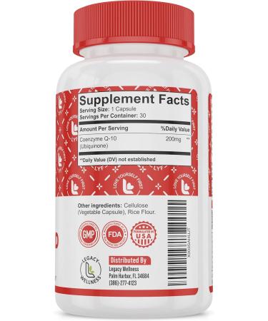 Buy Legacy Wellness CoQ-GUARD CoQ10 200mg - Natural High Potency Supplement for Energy Heart Health & Antioxidant Support - Non-GMO 30 Caps - Buy Online on GoSupps.com
