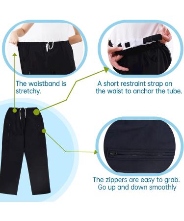 Catheter Leg Bag Pants for Men & Women | Urine Bag Holder with Zippered Pockets | Fits 2x2000ml Catheter Bags | Nephrostomy Foley Cystostomy Urostomy | Large Black - Buy Online on GoSupps.com