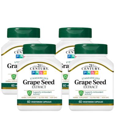 21st Century Grape Seed Extract Veg Capsules 60 Count (21378) (Pack of 4)