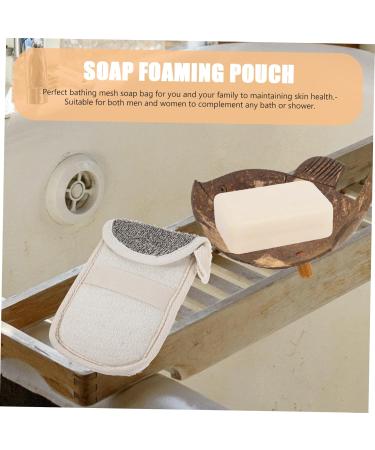 Outanaya 4pcs Black Linen Soap Soap Foaming Dispenser Soap Sack Soap Scrub Foam Net Flax - Buy Online on GoSupps.com