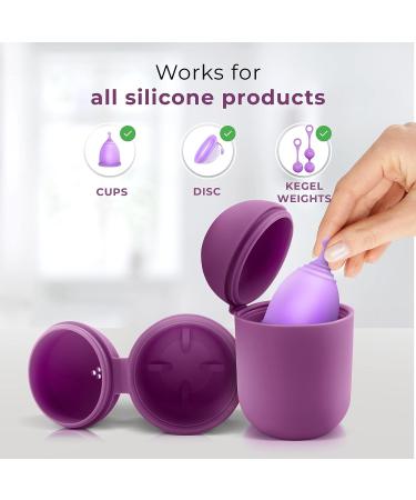 Reusable Silicone Menstrual Cup Case & Sterilizer - EcoBlossom Portable Cleaner & Microwave Steamer - Purple - Buy Online on GoSupps.com