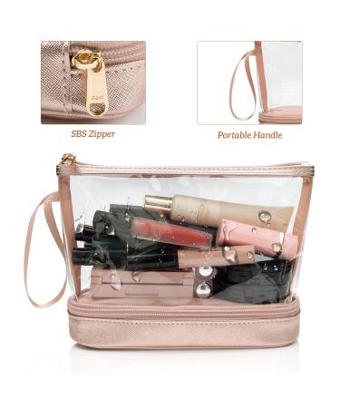 Rose Gold Clear Makeup Organizer Bag | Portable Travel Cosmetic Pouch for Women | Small Clear Makeup Bag for Purse and Pencils - Buy Online on GoSupps.com