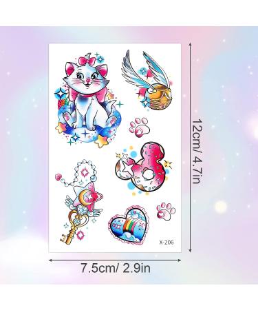 Konsait Cartoon Temporary Tattoos for Girls - 56pcs Waterproof Fake Stickers with Flamingo, Flower, Butterfly, and More - Ideal for Kids' Birthday Party Favors and Gift Bag Fillers - Buy Online on GoSupps.com