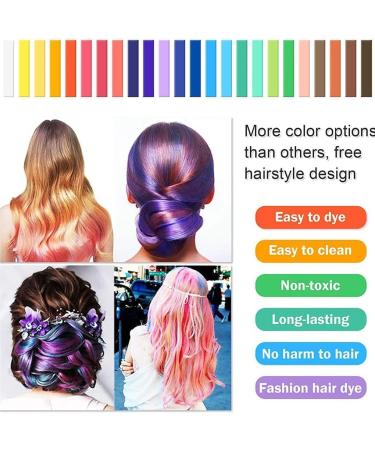 Hair Chalk 24-Color Set Non-Toxic Temporary Hair Dye Pastels for Women Girls Kids Teens and Adults - Easy to Apply Washable Vibrant and Safe Hair Coloring Solution H&Q - Buy Online on GoSupps.com