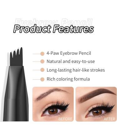 3D Microblading Eyebrow Pencil with 4 Fork Tip 2024 New Magic Eyebrow Pencil Contouring Pen Natural Makeup Fine Stroke Long-Lasting Waterproof Eyebrow Pencil Stay on All Day (2PCS Gray) - Buy Online on GoSupps.com
