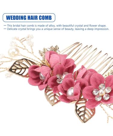 PATKAW Crystal Bride Wedding Hair Comb - Crystals Headdress Alloy Rhinestone Bridal Hair Accessories - Bridal Hair Piece Hair Accessories for Women and Girls (Rosy) - Buy Online on GoSupps.com