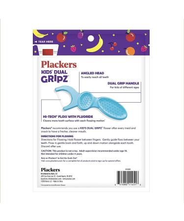 Plackers Kids Dual Gripz Dental Flossers - 75 Count, Fluoride Fruit Smoothie Swirl - Buy Online on GoSupps.com