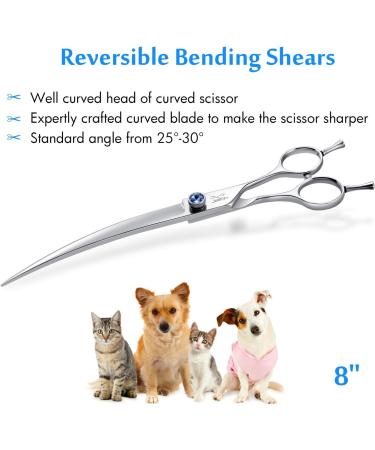 Jason Curved Dog Cups Professional Fur Scissors - 8 Inch Japanese 440C Steel Pet Scissors for Dogs & Cats | Premium Grooming Tools - Buy Online on GoSupps.com