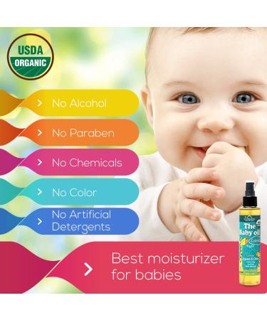 USDA Certified Organic Baby Oil with Calendula, Jojoba, and Olive Oil - 5 fl. Oz (Pure Unscented) - Buy Online on GoSupps.com