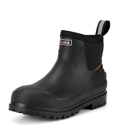 HISEA Men's Chelsea Rain Boots Waterproof Rubber Boots Durable Insulated Mud Booties for Outdoor Work 10 Black - Buy Online on GoSupps.com