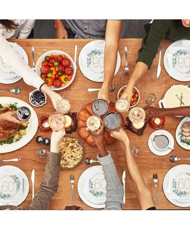 60th Birthday Decoration Napkins | 40 Eucalyptus & Gold Green Paper Napkins for Men & Women | Perfect for 60th Birthday Parties | Jiaju C1 - Buy Online on GoSupps.com