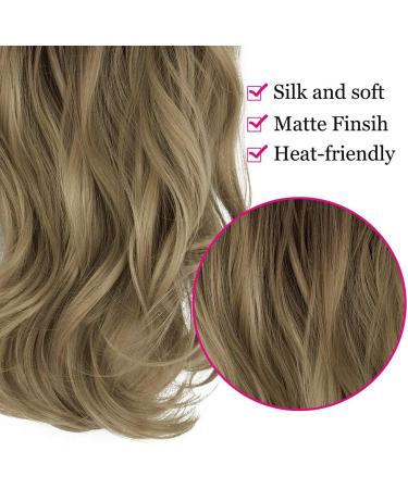 OMGREAET Brown Ombre Wavy Curly Halo Hair Extensions - Light Brown to Light Blonde - 20 Inch - Heat Friendly Fiber - No Clip - Buy Online on GoSupps.com