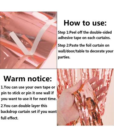 Fecedy Rose Gold Metallic Tinsel Foil Fringe Curtains - 2 Pack, 3ft x 8.3ft - Perfect Party Decor for Birthday, Wedding, Bridal Shower, and more! - Buy Online on GoSupps.com