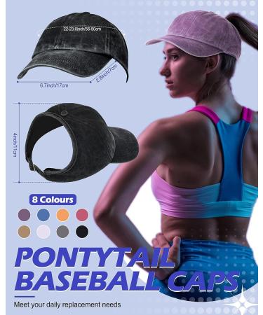 8-Piece Backless Ponytail Caps for Women | Adjustable High Messy Bun Baseball Hats | Sun Visor & Curl Cap for Natural Curly Hair - Buy Online on GoSupps.com