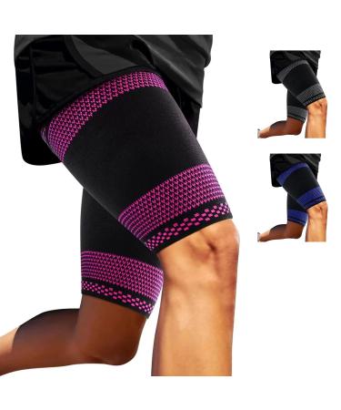 ABYON Thigh Compression Support Sleeves (1 Pair) Thigh Brace Breathable Elastic for Hamstring Quadricep Pain Relief Anti Slip Upper Leg Sleeves for Men and Women XX-Large Pink