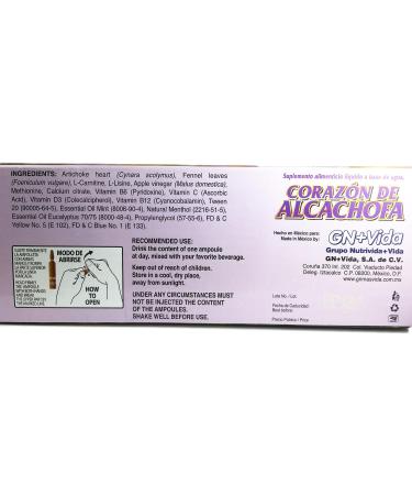 Alcachofa Ampolletas 30 Ampolletas De Alcachofa - Suplemento para Bajar De Peso - Formula Original - 100% Garantizado! - Buy Online on GoSupps.com