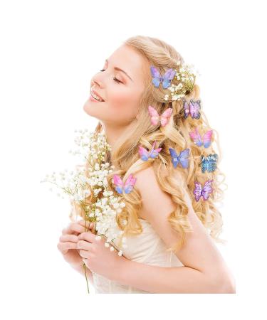 20pcs Moving Butterfly Hair Clips | Realistic Colorful 90s Hair Accessories - Blue, Pink, Purple | for Women and Girls - Buy Online on GoSupps.com