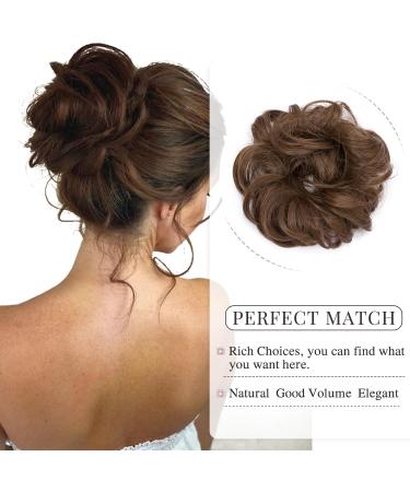 Light Brown Messy Hair Scrunchies Bun Extensions for Women - Curly Wavy Updo Ponytail Chignons - 30g - Buy Online on GoSupps.com