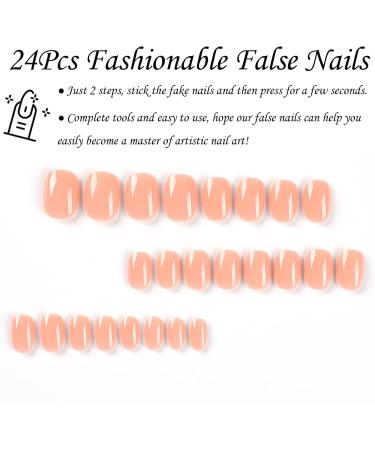 False Nails Short for Women 24Pcs Nude Pink Fake Nails Stick on Nails Press on Nails Removable Glue-on French Nails Tips with Nail Glue for Women Girls Nail Art Nude Pink Short - Buy Online on GoSupps.com
