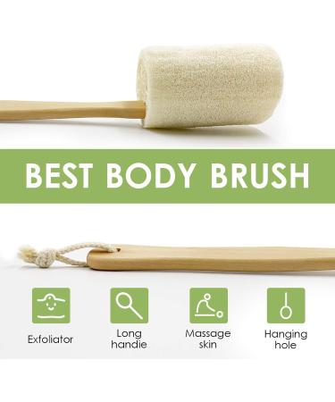 Natural Loofah Back Scrubber QpenguinBabies Loofah on a Stick with Natural Loofah Sponge Exfoliating Body Sponge Scrubber With Long Wooden Handle Back Brush For Men & Women in Bath Spa Shower 2 Pack - Buy Online on GoSupps.com