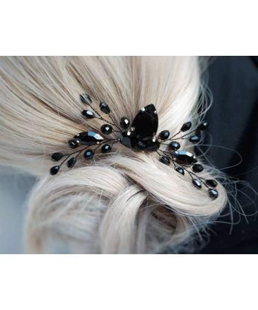 Anglacesmade Bridal Black Crystal Hair Comb Marquise Back Comb Wedding Headpiece Prom Party Festival Hair Accessories for Women and Girls - Buy Online on GoSupps.com
