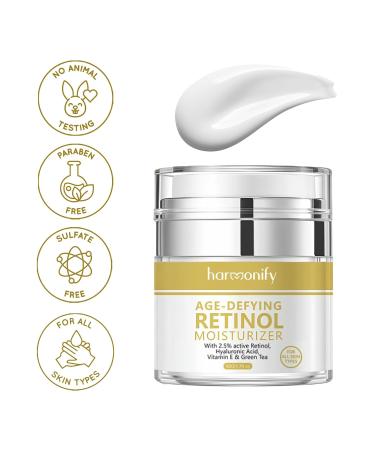 HARMONIFY Retinol Cream for Face with Hyaluronic Acid Collagen Green Tea Day-Night Face Moisturizer for Women and Men Reduce Wrinkles Fine Lines and Dryness. 1.75 Oz - Buy Online on GoSupps.com