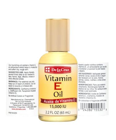 De La Cruz Vitamin E Oil Vitamin E Oil with Safflower for Skin Hair Face and Body 2.2 FL. OZ. (4 Bottles) - Buy Online on GoSupps.com
