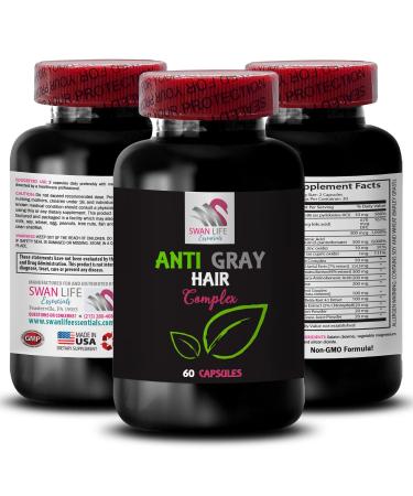 Anti Gray Hair - Anti Gray Hair Complex - Hair Shade Correction Color Renewal Boost Youthful Vibrance Natural Shade Anti Gray Hair Supplement Hair Brilliance 1 Bottle 60 Capsules