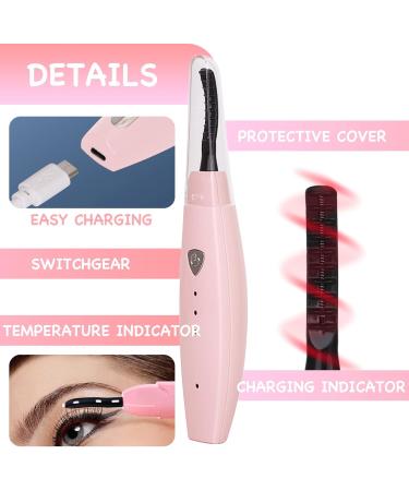 LFCFBH Heated Eyelash Curler Electric Lash Curler 3 Temp Settings 24 Hours Long Lasting (Pink) - Buy Online on GoSupps.com