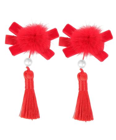 FRCOLOR Qipao Headpiece 1 Pair Kids Hair Accessories Hair Barrettes for Girls Hair Jewels for Women Chinese Hair Accessories Accesorios Para Hair Tassel Women's Cloth Issue Card Cheongsam