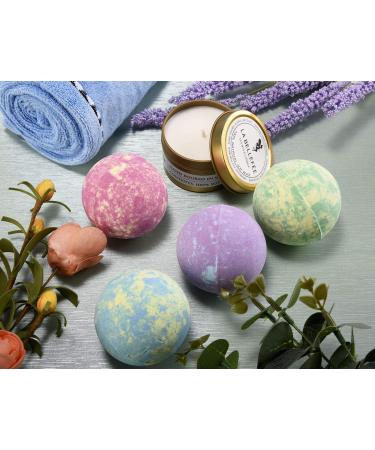 Handmade Lavender & Vanilla Bath Bombs Set - Relaxing Spa Experience with Essential Oils and Scented Candles for Women - Moisturizing Fizzy Bubble Bath Gift - Buy Online on GoSupps.com