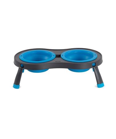 Dexas Popware for Pets Double Elevated Pet Feeder Large/2.5 Cup Capacity Bowls Pro Blue