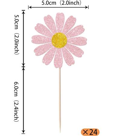Rsstarxi 24 Pack Daisy Cupcake Toppers Baby Shower Birthday Chrysanthemum Party Cupcake Picks for Daisy Flower Theme Spring Birthday Wedding Party Cake Decorations Pink Design 1 Pink - Buy Online on GoSupps.com
