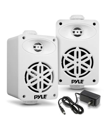 PyleUsa Bluetooth Indoor Outdoor Speakers Pair - 200 Watt Dual Waterproof 3.5 2-Way Full Range Speaker System w/ 1/2 High Compliance Polymer Tweeter - Home, Boat, Deck, Patio, Poolside - PDWRBT36WT White (D x W x H): 3.74 x 3.78 x 5.91 -inches