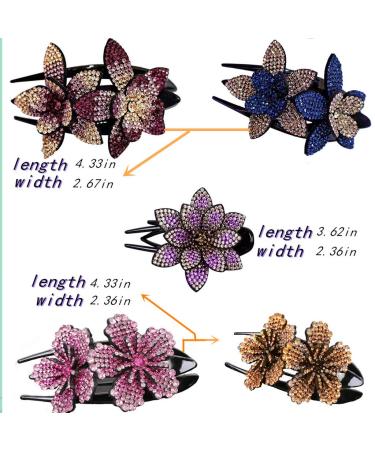 5 PCS Double Flower Rhinestone Hair Clips - Elegant Hair Accessories for Women - Crystal Thick Hairpins (Large) - Flower Color Options Available - Buy Online on GoSupps.com