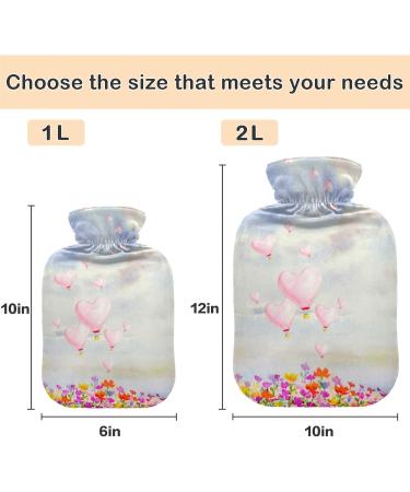 Naanle Floral Cat Hot Water Bottle 1L Transparent Heat Bottle for Pain Relief & Therapy | Back Hand Feet Warmer - Buy Online on GoSupps.com