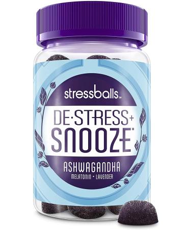 Stressballs, De-Stress + Snooze Ashwagandha Gummies with Melatonin and Lavender, 46 Gummies