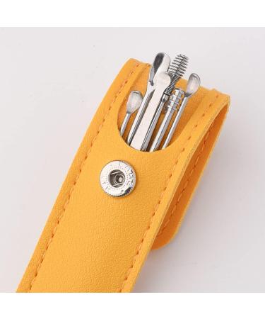 Nauze 6Pcs Stainless Steel Ear Wax Removal Kit - Reusable Metal Ear Cleaner for Children and Adults | Portable Bag Included (Yellow) - Buy Online on GoSupps.com