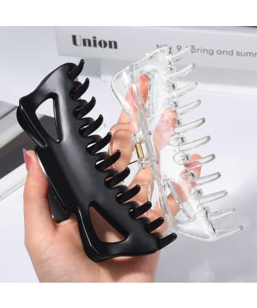 CEELGON Large Claw Clips for Thick Hair - Pack of 2 (Black/Clear) - 5.5 Inches - Buy Online on GoSupps.com