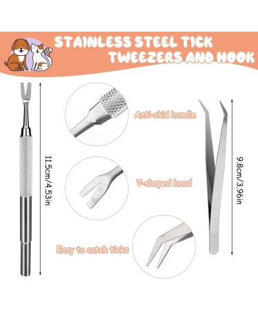Tick Remover Tools for Dogs 5 pcs Tick Remover Card with Magnifying Lens Stainless Steel Tick Tweezers and Tick Hook Set for Dogs Cats Humans Horses and Other Pets - Buy Online on GoSupps.com