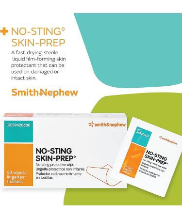 Smith & Nephew NO-STING SKIN-PREP Wipes - Alcohol-Free Skin Barrier Film - 50 Individually Wrapped Protective Dressing Wipes - Buy Online on GoSupps.com