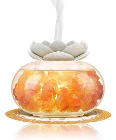 Essential Oil Diffusers & Salt Lamps | YeeQue Lotus Aromatherapy Diffuser - Himalayan Pink Crystal Auto Shut-Off 7 Colors LED Light for Home & Office - Buy Online on GoSupps.com