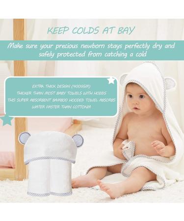 SWEET DOLPHIN Large 2 Pack Ultra Soft Bamboo Hooded Baby Towel - 35x35 inch - Absorbent Bath Towels for Babies with Ears - Newborn Essential for Boys and Girls - Buy Online on GoSupps.com