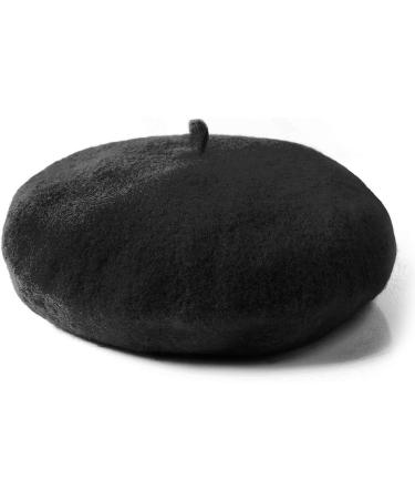 Jeicy Wool Beret Hat with Skily Scarf and Brooch - Black French Beret - Buy Online on GoSupps.com